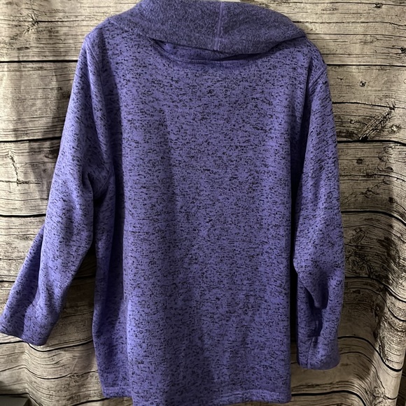 Ideology purple heathered cowl neck fleece knit sweater, size 3X - Picture 3 of 4